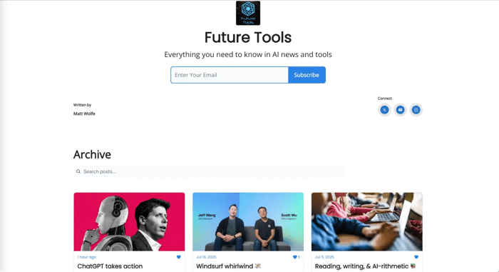 Strategi Pertumbuhan Buletin dan AI, Matt Wolfe Futuretools Newsletter